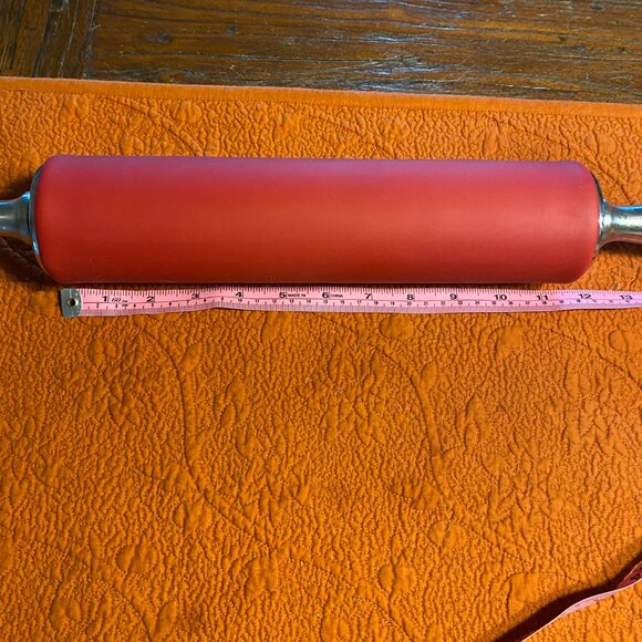 Red Silicone & Stainless Steel Rolling Pin - Large - Picture 6 of 7
